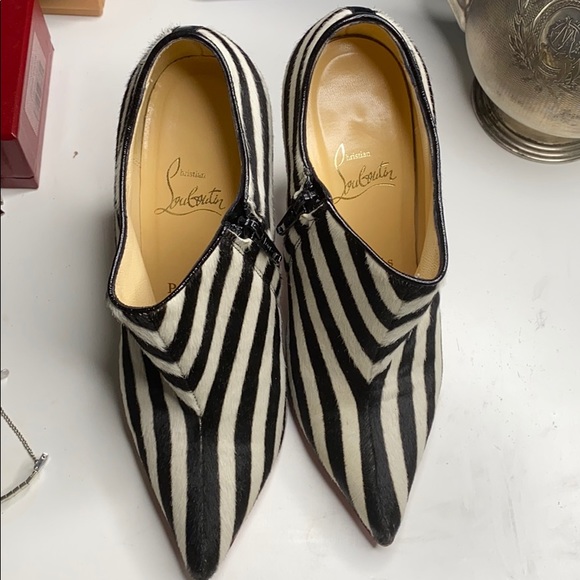 Christian Louboutin Zebra stripe red bottom heels